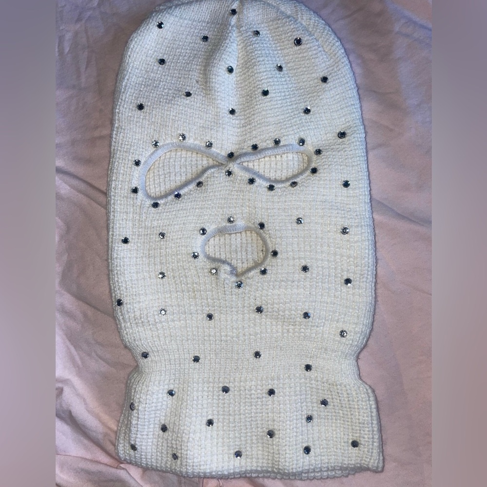 White Rhinestone Ski Mask